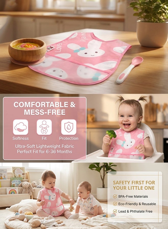 Sweet Life Baby bibs Waterproof Toddler bib - Feeding bib with Pocket for Infant Boy Girl Washable 6-36M - Image 2